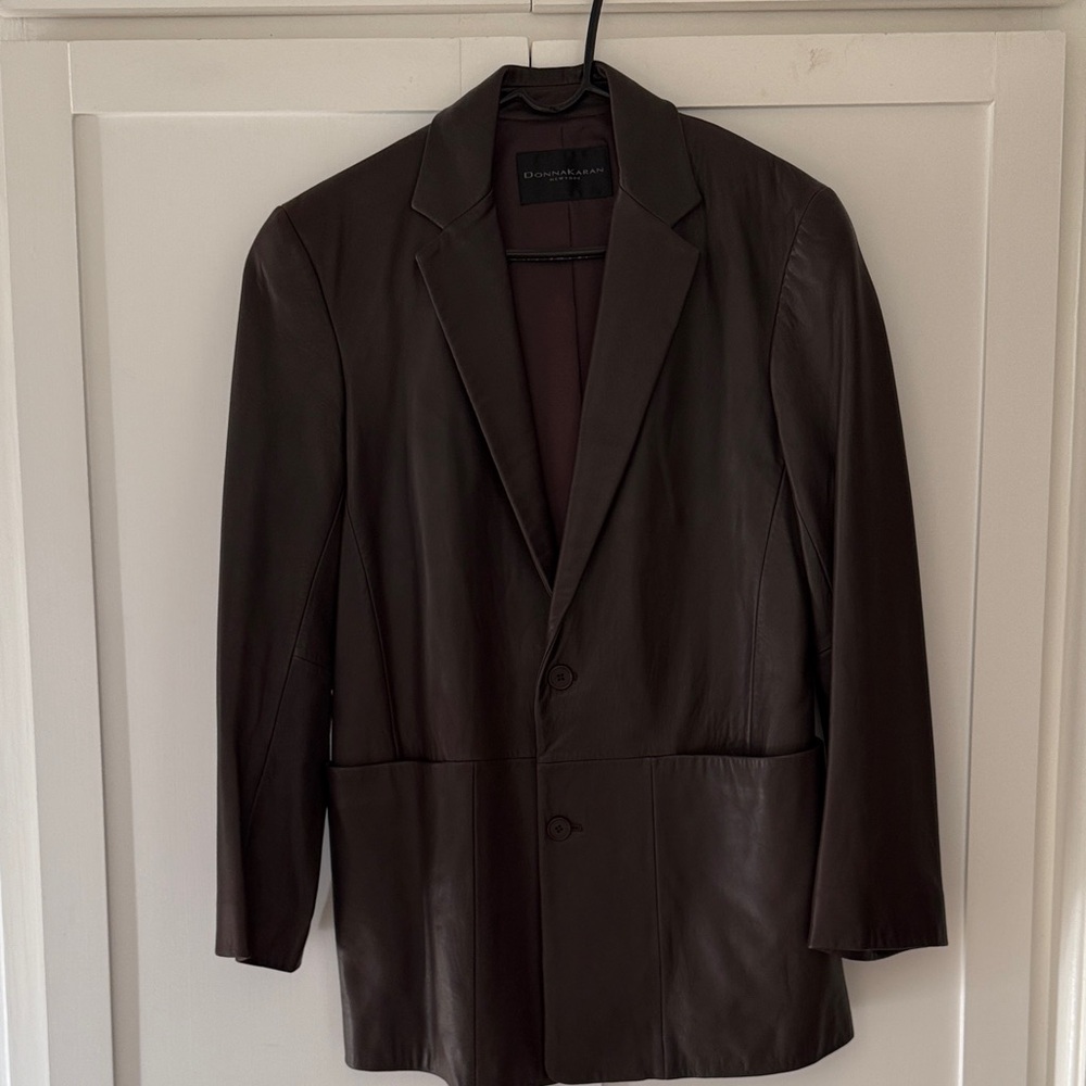 Donna Karan Dark Brown Leather Blazer
